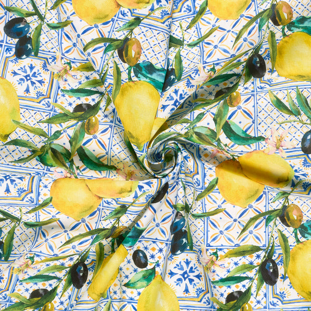 Panama fabric White digital printed 