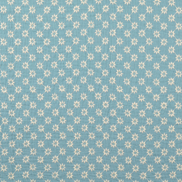 Muslin fabric Flowers turquoise