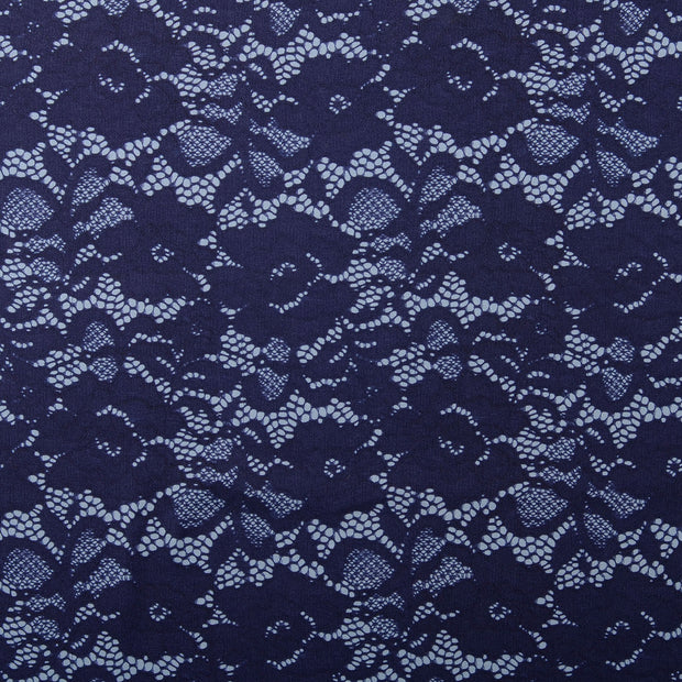 Viscose Satin fabric Flowers Cobalt