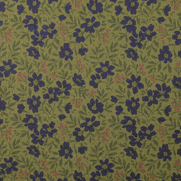  tissu fleurs Vert Olive