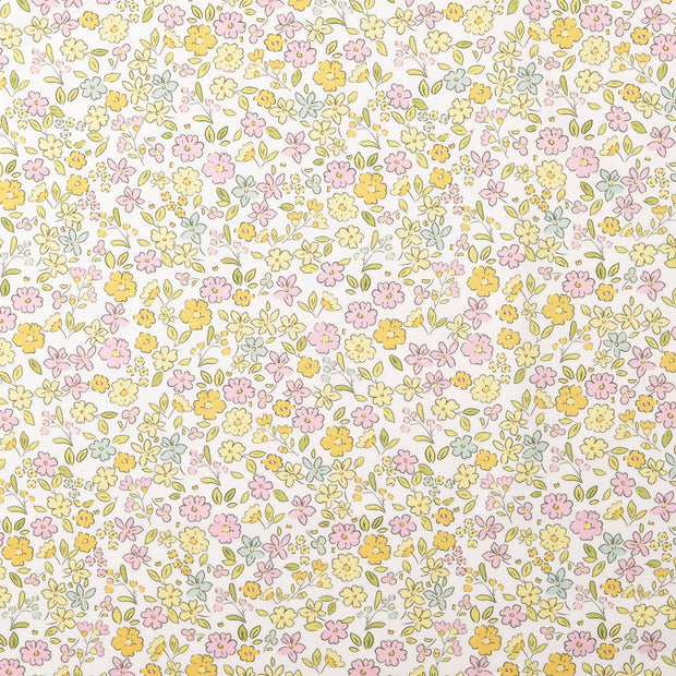 French Terry tissu fleurs Jaune