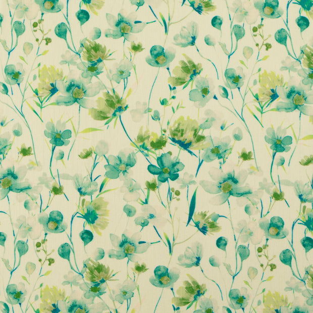 Velours Côtelé bébé 21w tissu fleurs Bleu Canard