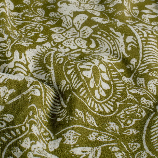 Borken Crepe fabric Abstract Khaki Green