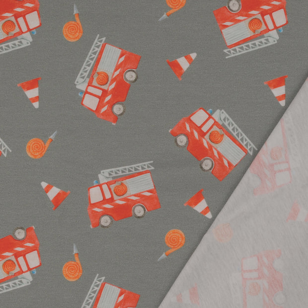Cotton Jersey fabric Grey digital printed 
