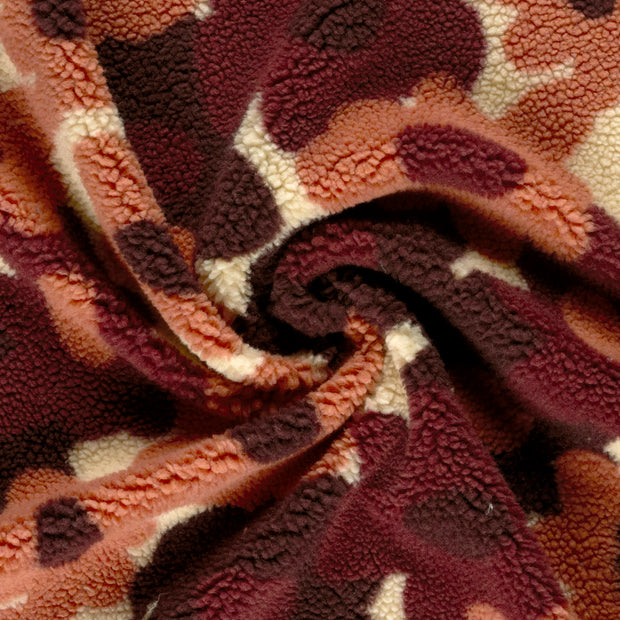 Sherpa Fleece fabric Beige printed 