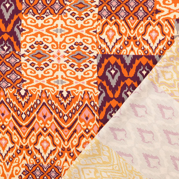 Popeline de Viscose tissu orange imprimé numérique 