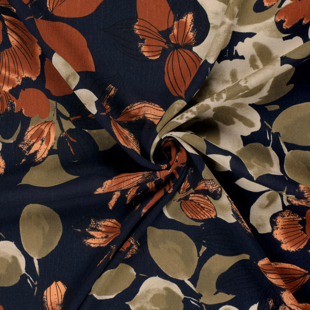 Borken Crepe fabric Navy printed 