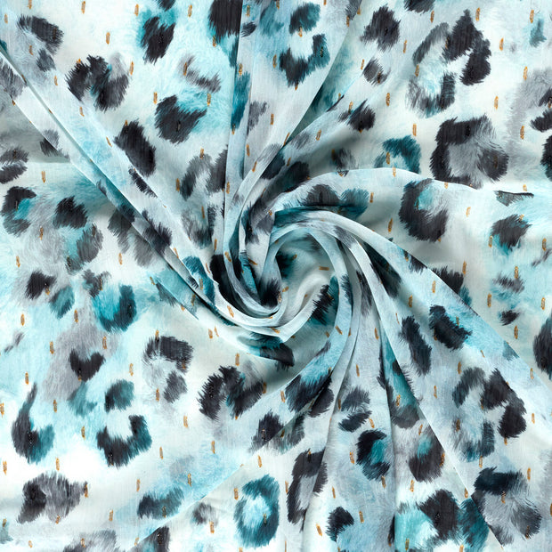 Chiffon tissu Menthe foncée imprimé numérique 