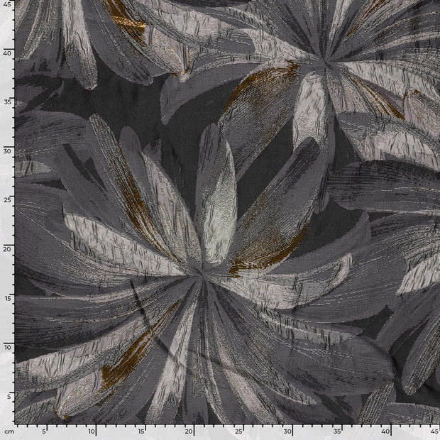 Jacquard fabric Flowers Black