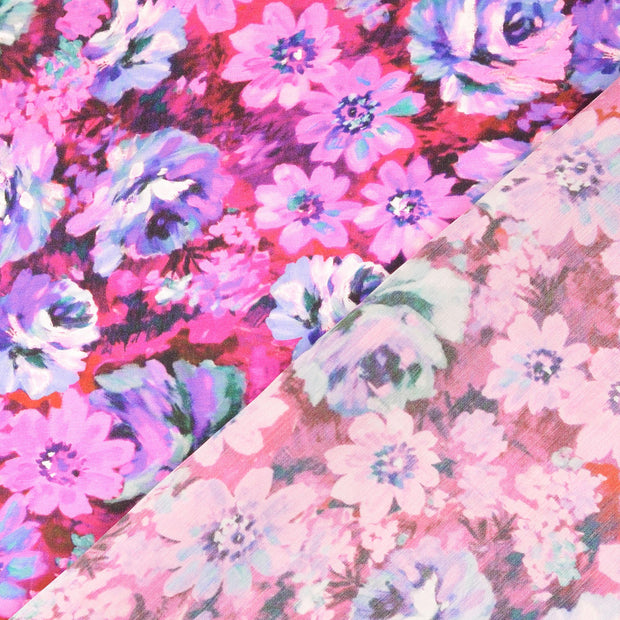 Viscose Satin tissu Rose imprimé numérique 