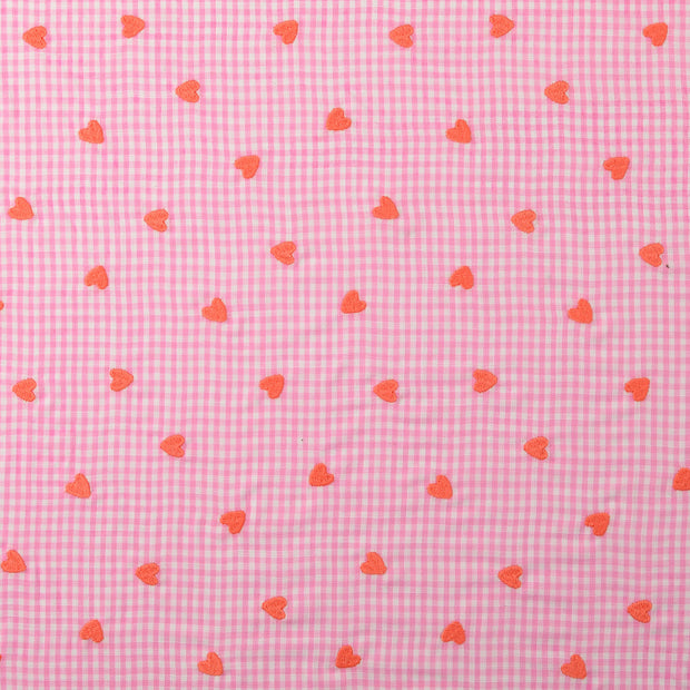 Popeline de Coton tissu cœurs Rose