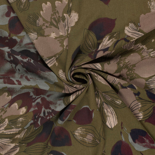 Borken Crepe fabric Taupe Grey printed 