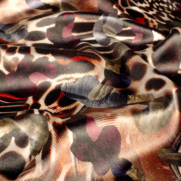 Satin fabric Abstract Brique