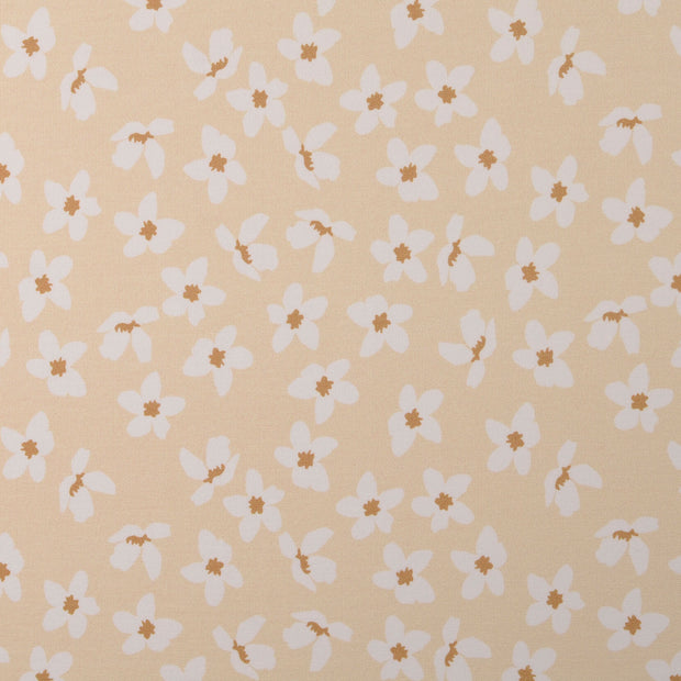 French Terry fabric Flowers Beige