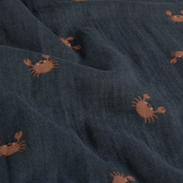 Muslin fabric Crabs Navy