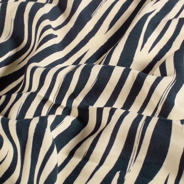 Bambou Poplin tissu rayures Bleu Marine