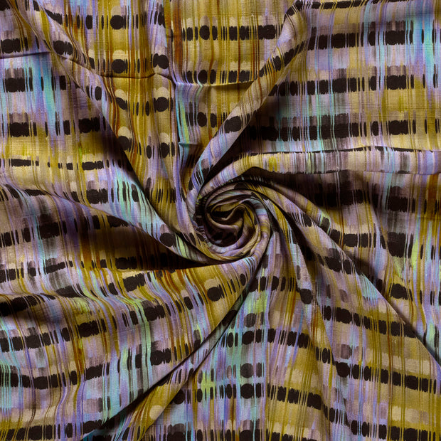Woven Viscose Linen fabric Navy printed 