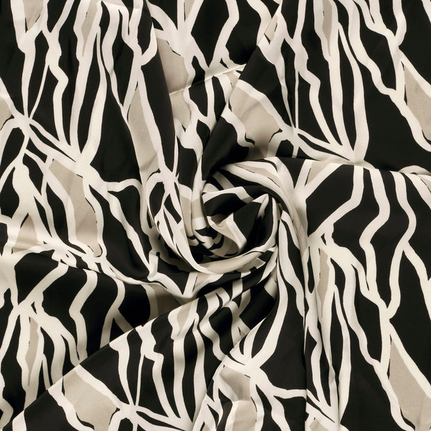 Satin Duchesse fabric Black printed 