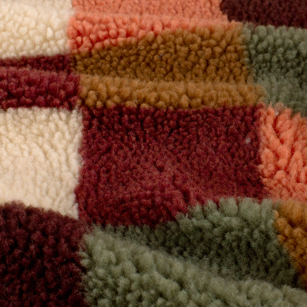 Sherpa Fleece fabric Checks Bordeaux