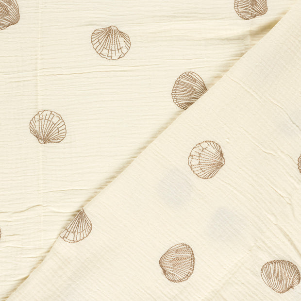 Double gaze tissu coquilles brodé 