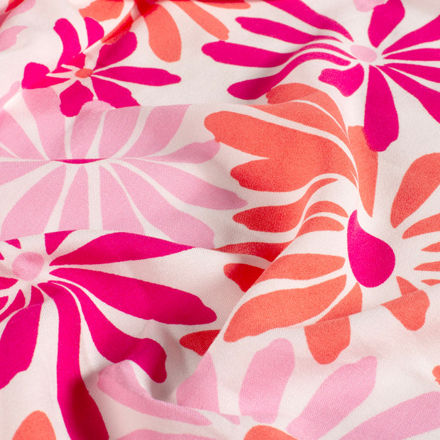 Bambou Poplin tissu fleurs Rose