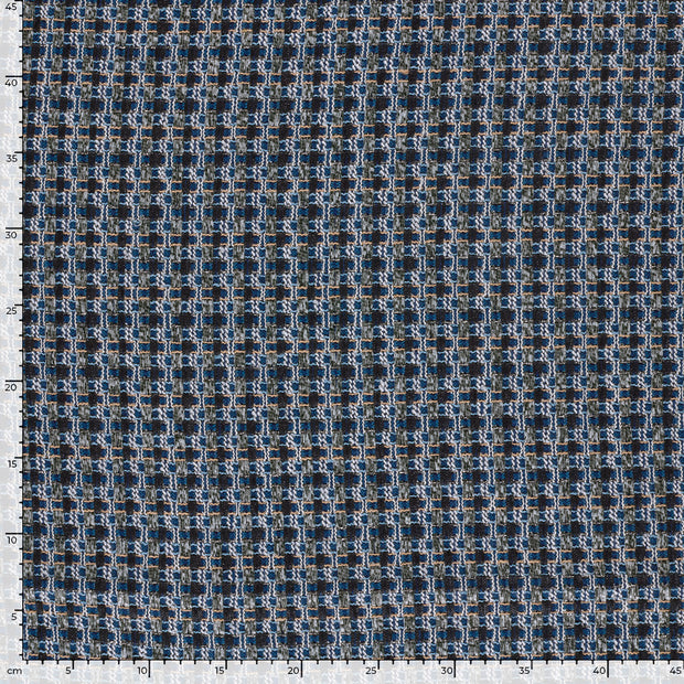 Bouclé tissu Carreaux Bleu Marine