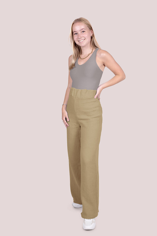Double Gaze GOTS biologique tissu Unicolore Gris taupe