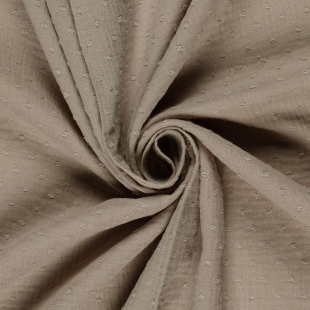 Double gaze tissu pois Beige