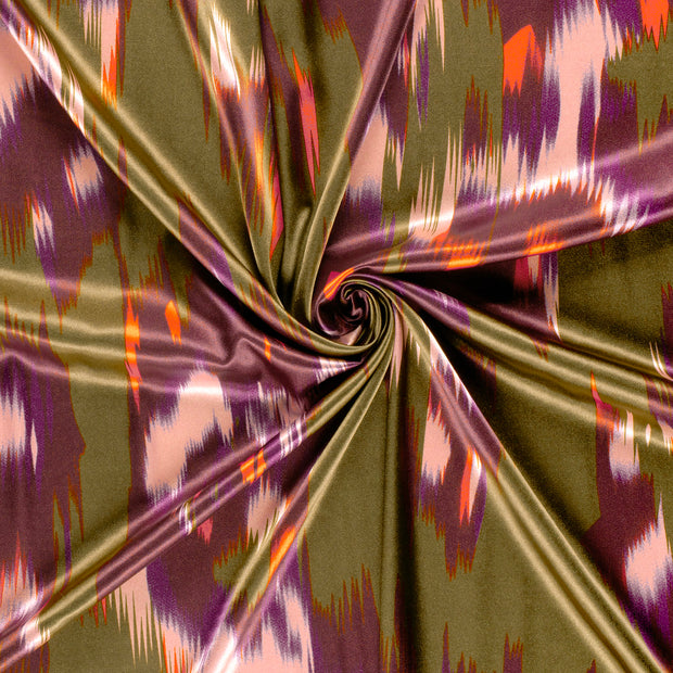Satin fabrik Taupe Grau bedruckt 