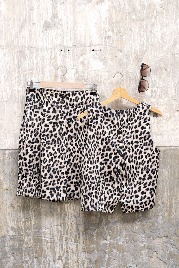 Satin Duchesse fabrik Leoparden Beige