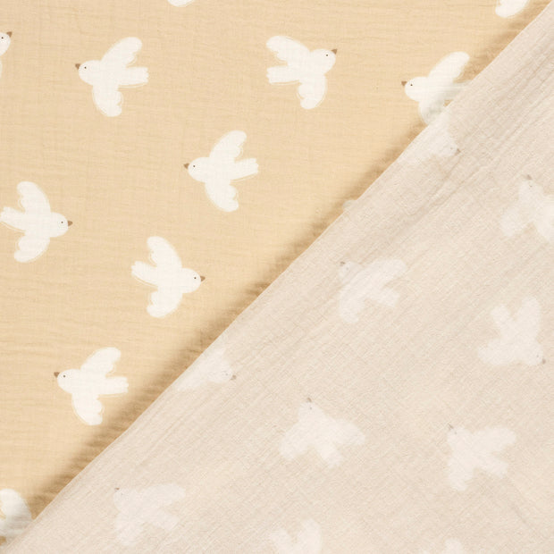 Double gaze tissu oiseaux imprimé 