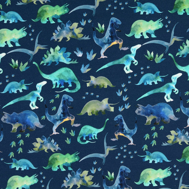  tissu dinosaures Bleu Marine