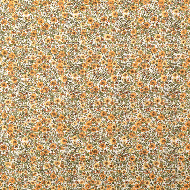 Voile fabric Flowers orange