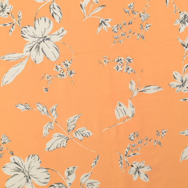 Voile fabrik Blumen orange