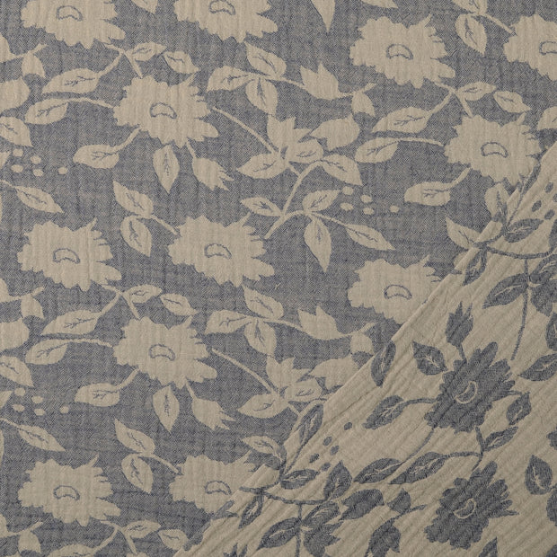 Muslin fabric Indigo jacquard 