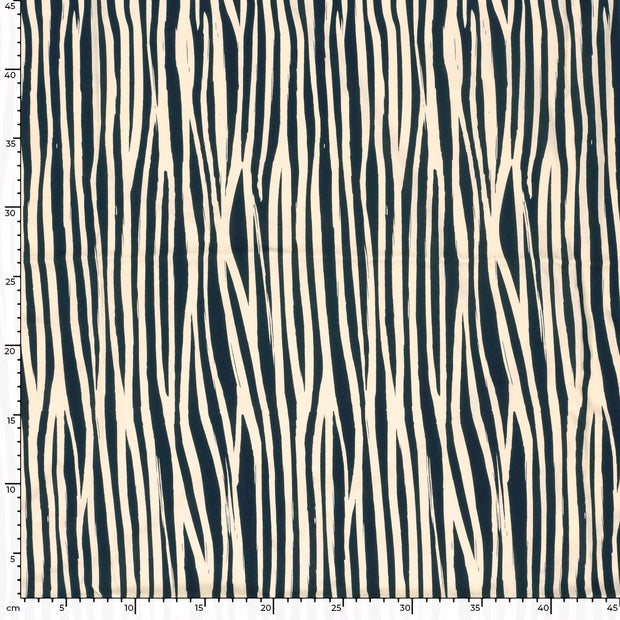 Bambou Poplin tissu rayures Bleu Marine