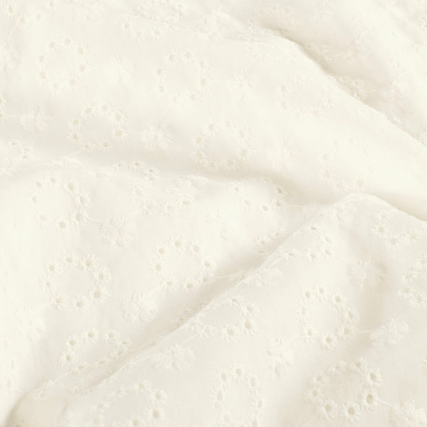 Popeline de Coton tissu fleurs Blanc cassé