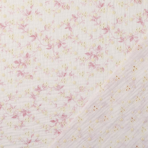 Popeline de Coton tissu brodé 