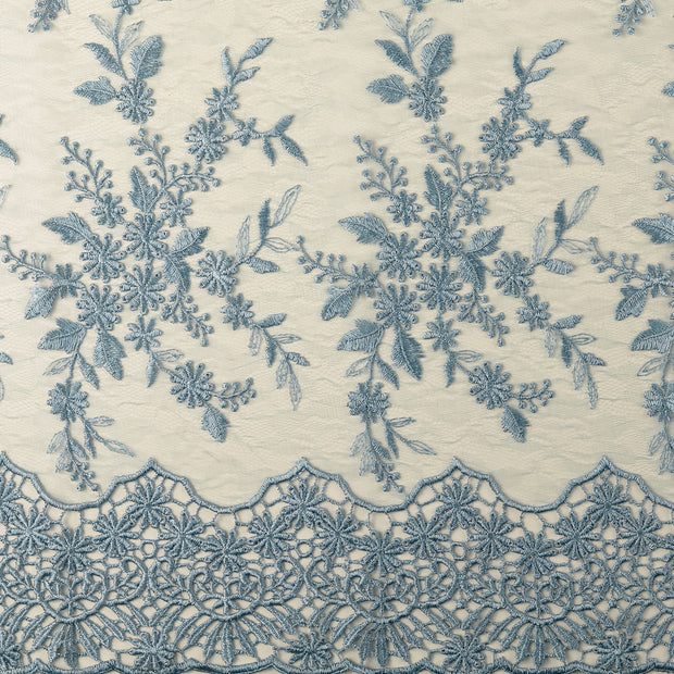 Dentelle tissu fleurs brodé avec bordure 
