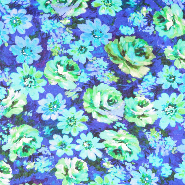 Satin fabrik Blumen Königsblau