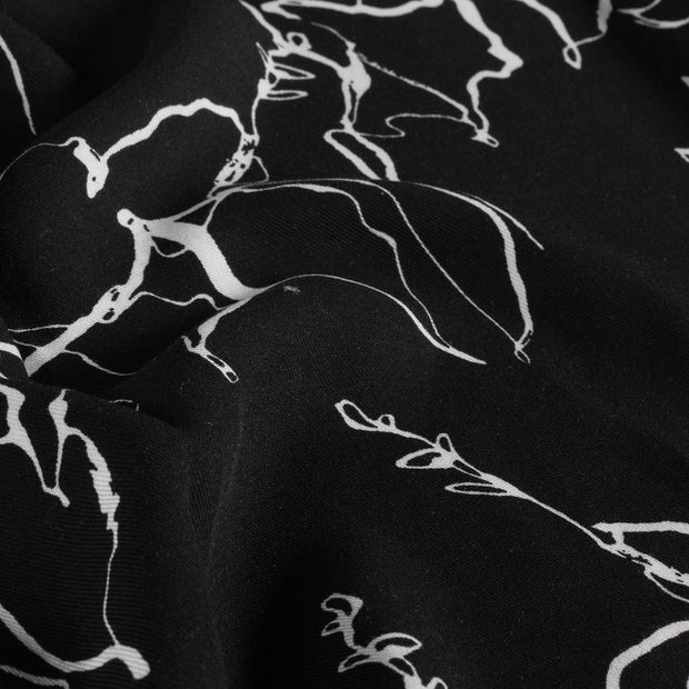 Viscose Twill fabric Abstract Black