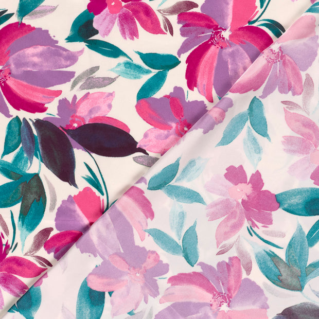 Satin Duchesse fabric Flowers printed 
