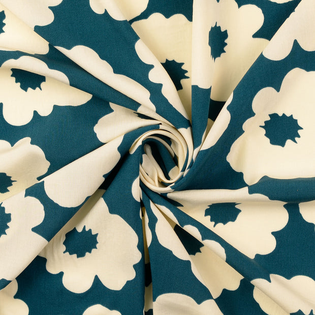 Popeline de Viscose tissu Bleu Canard 