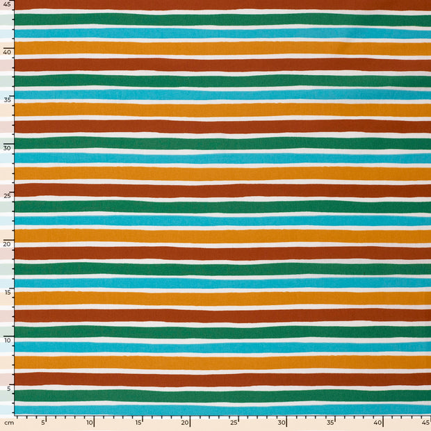 Popeline de Coton tissu rayures Blanc cassé