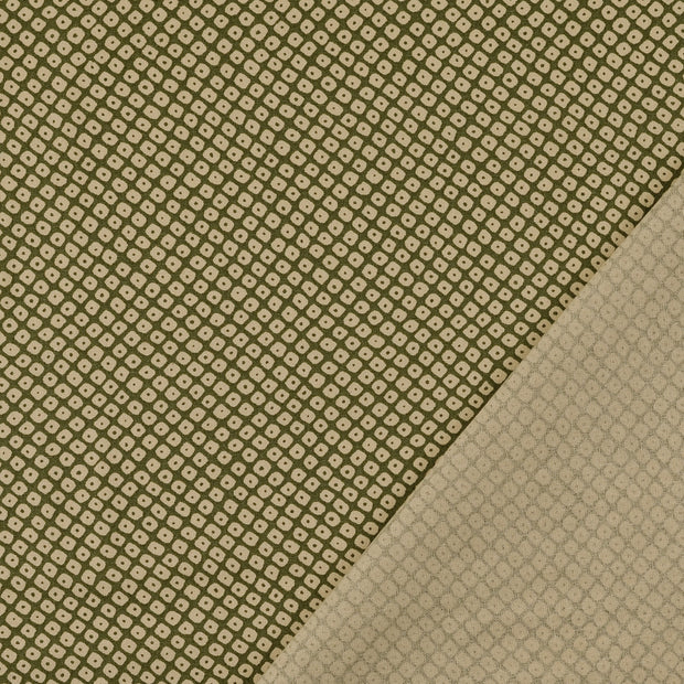 Cotton Poplin fabric Olive Green printed 