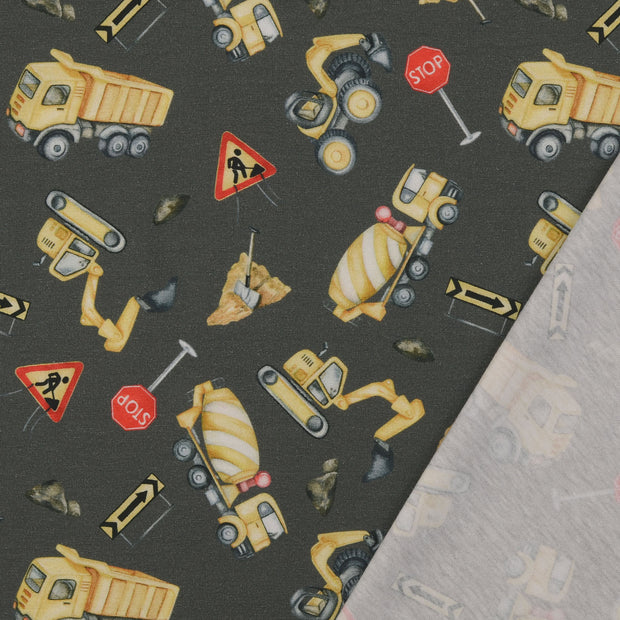 Cotton Jersey fabric Grey digital printed 