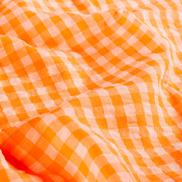Seersucker fabric Checks Neon Orange