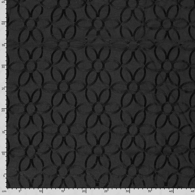  tissu fleurs Noir