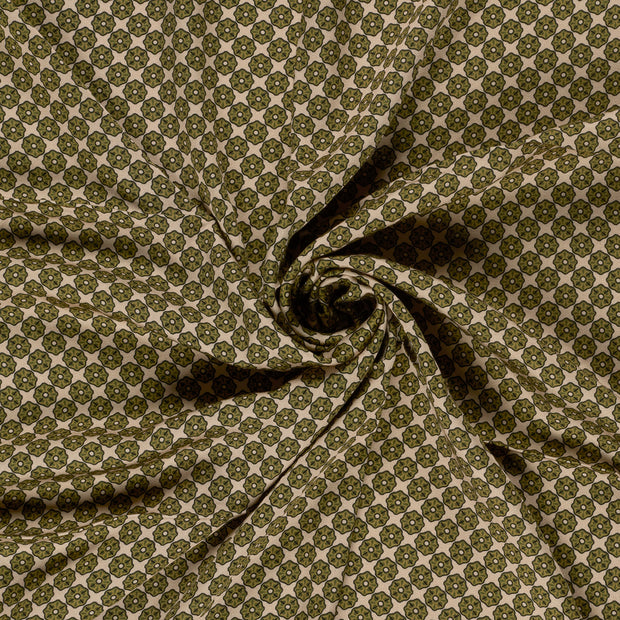 Viscose Satin fabrik Khaki-Grün bedruckt 