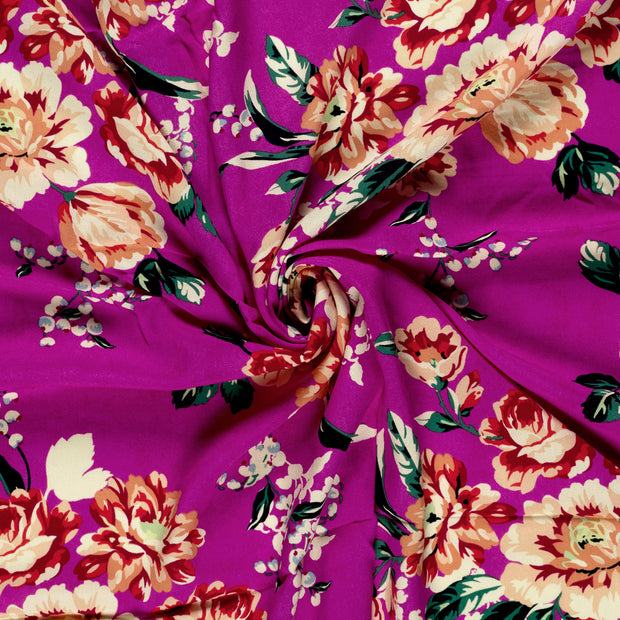 Bambus Poplin fabrik Fuchsia bedruckt 